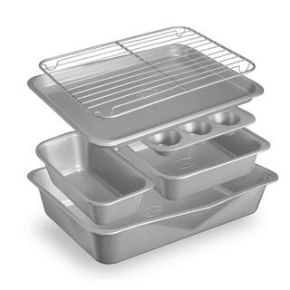 Gotham Steel StackMaster 6-Piece Light Grey Carbon Steel Nonstick Space Saving Stackable Bakeware Set 8104