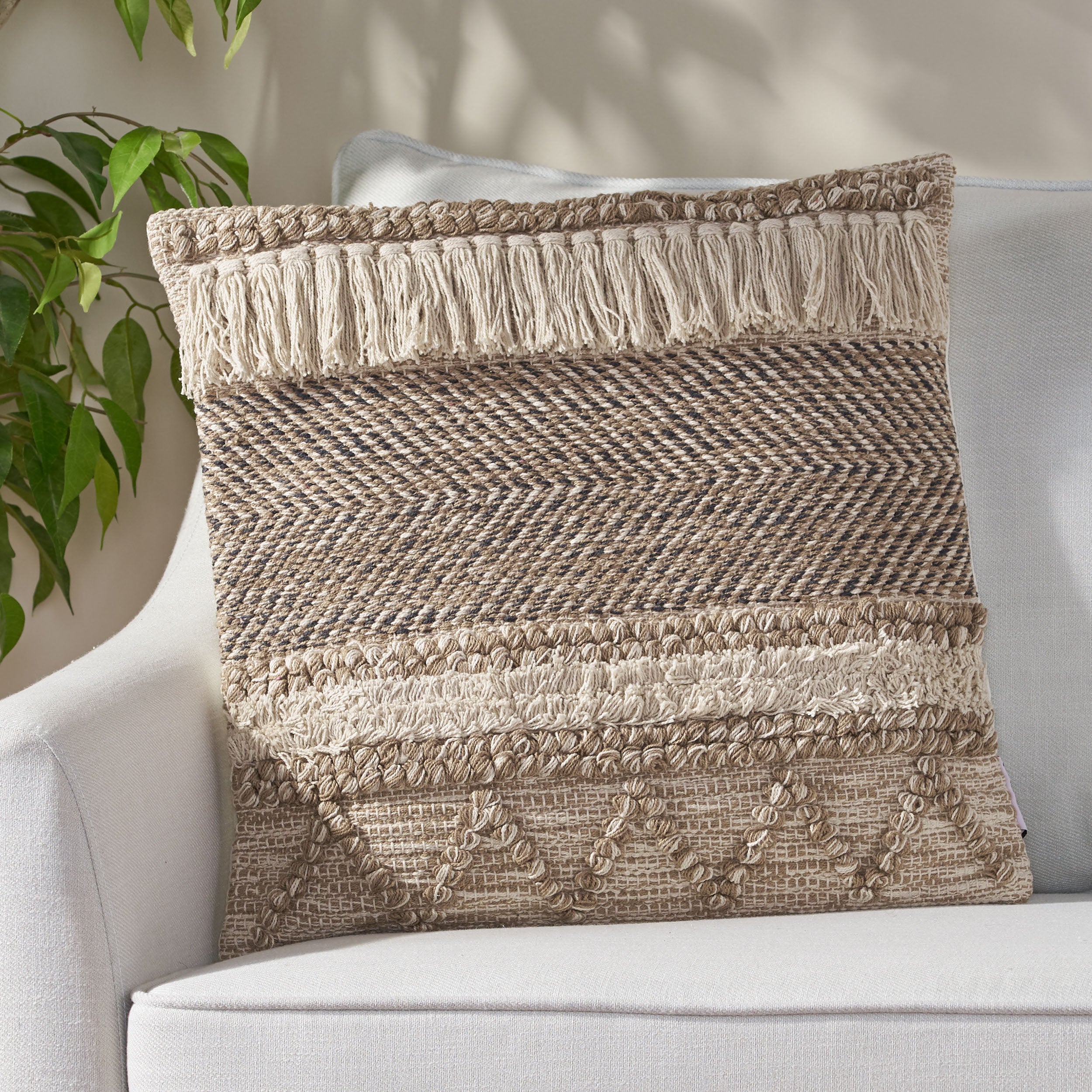 Sakina Hand-Loomed Boho Throw Pillow