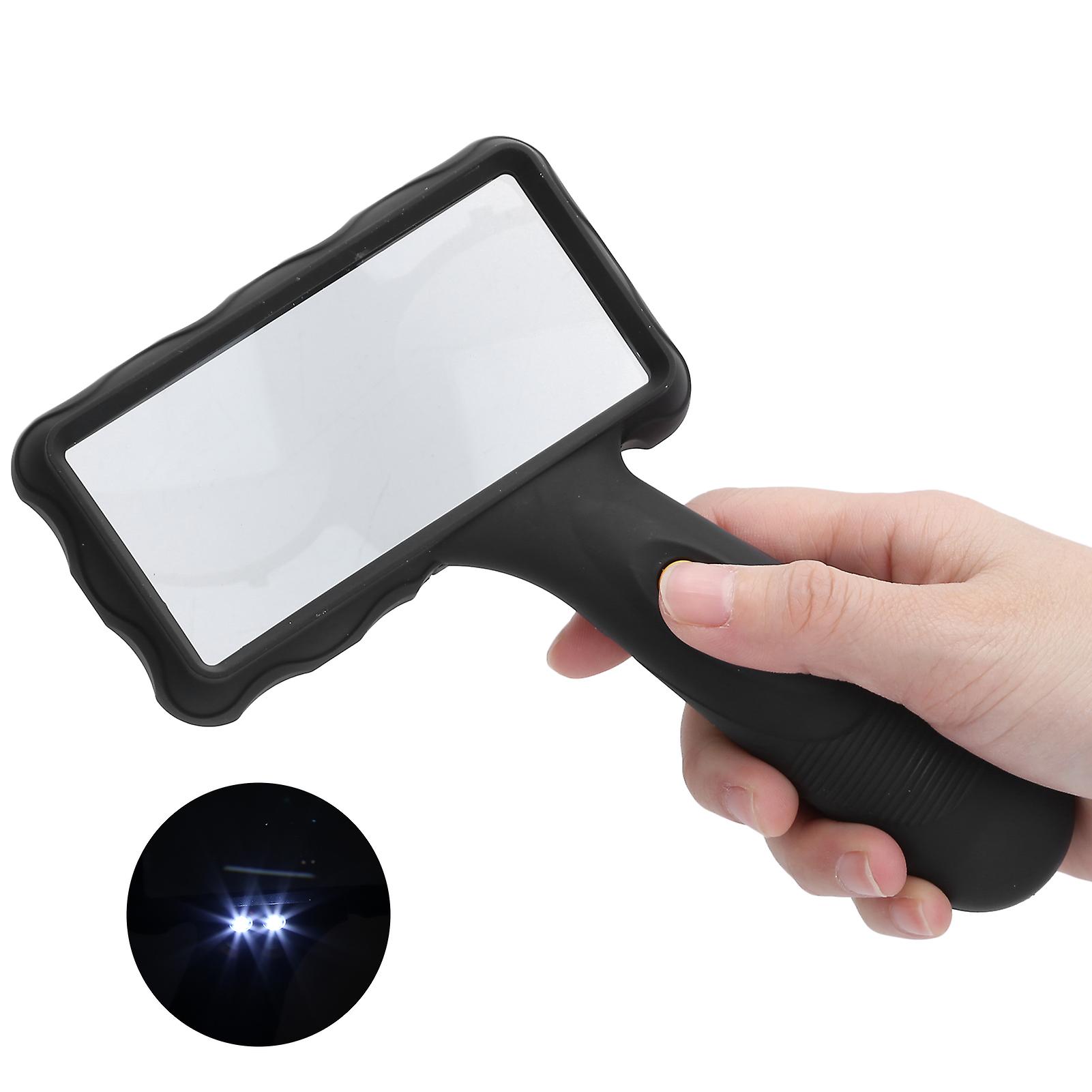 2x Magnifying Glass Handheld Rectangular Magnifier With 2 Led Lights For Reading Jewelry