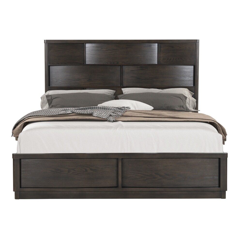 Roundhill Furniture Belani Wood Panel Bed Set  Bed  Dresser  Mirror  and Nightstand  Espresso