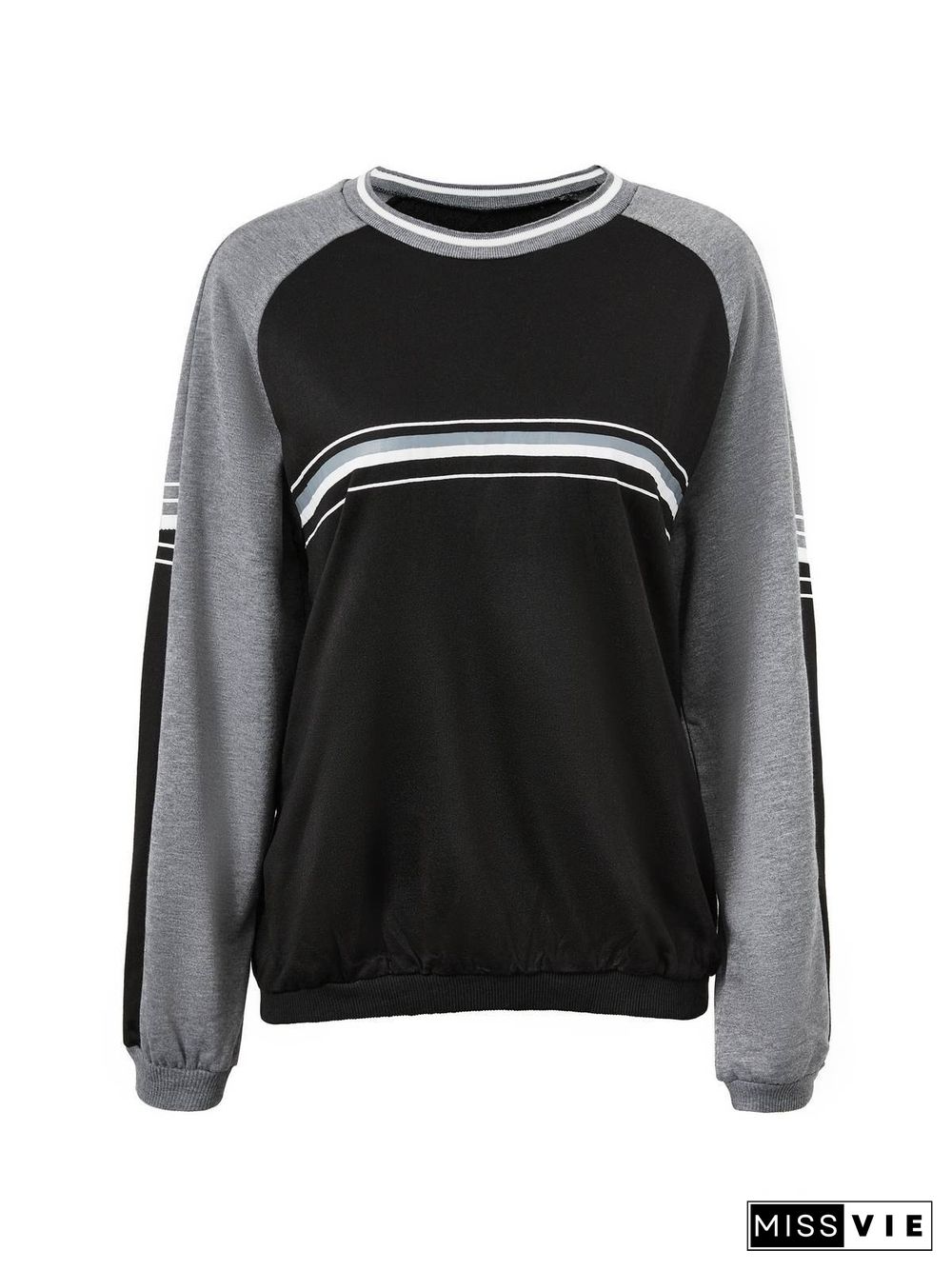 Patchwork Striped Crew Sweatshirt