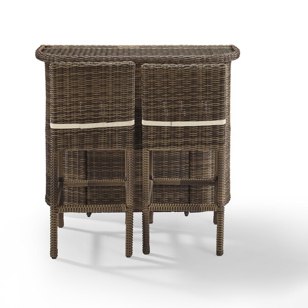 Bradenton Outdoor Brown Wicker 3Piece Bar Set with Sand Cushions