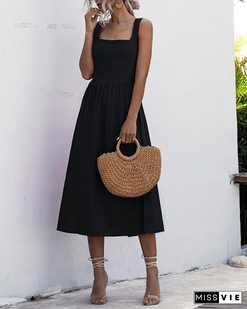 Ruffled Open Back Sleeveless Casual Dress