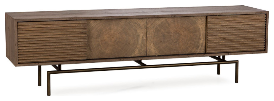 Oak Sliding Doors Media Unit  Andrew Martin Blaine   Industrial   Media Cabinets   by Oroa   Distinctive Furniture  Houzz