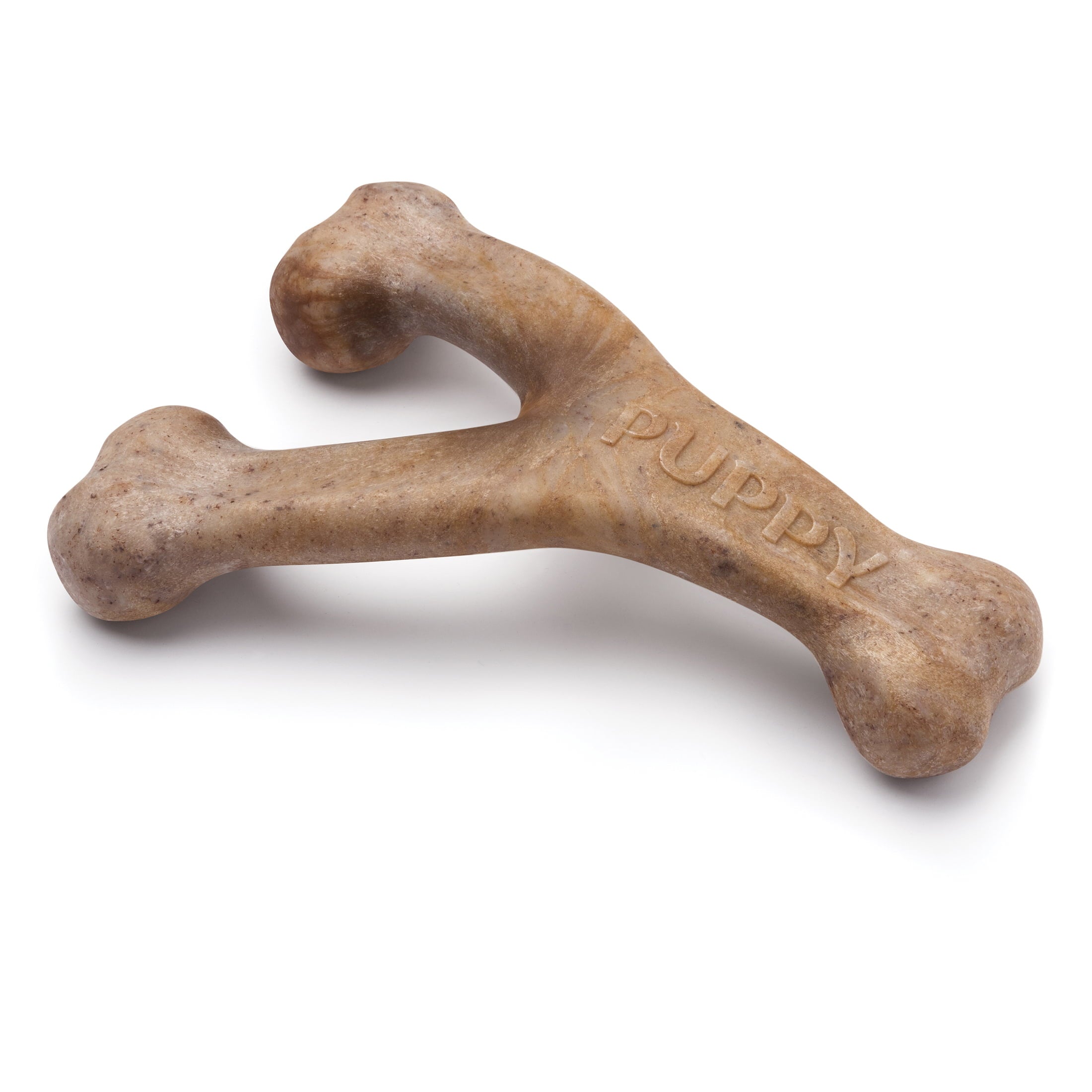 Benebone Puppy Wishbone Dog Chew Toy， Softer for Modest Chewers， Bacon， Medium