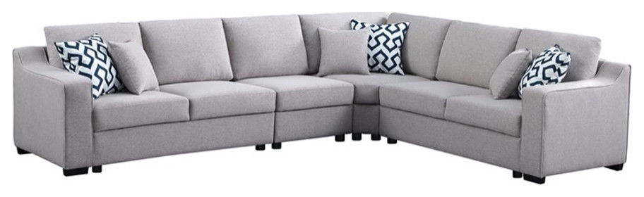 126 quotWide Fabric Modular Corner Sectional Sofa with Ottoman in Light Gray   Transitional   Sectional Sofas   by Excellent Group Inc  Houzz