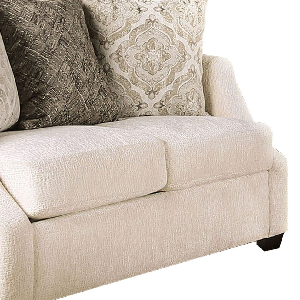 Loveseat With Textured Fabric Upholstery And Track Arms  Beige   Transitional   Loveseats   by VirVentures  Houzz