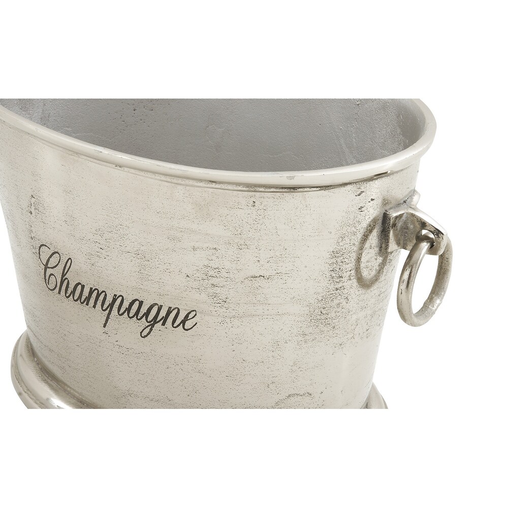 Silver Aluminum Champagne Text Ice Bucket