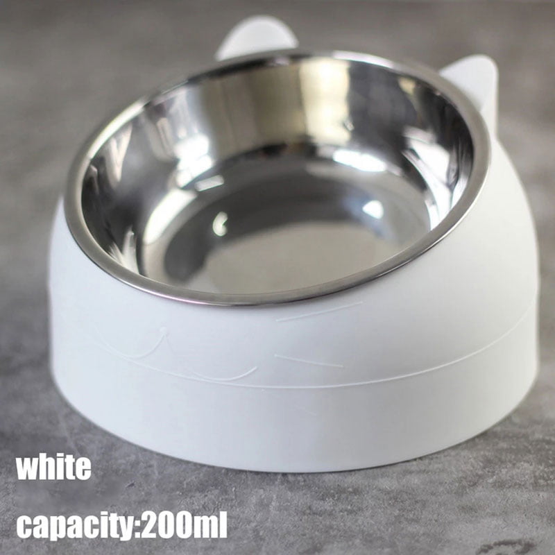 Pet Bowl,2Pcs Cat Bowl Stainless Steel Raised None Slip Elevated Stand Tilted Pet Feeder