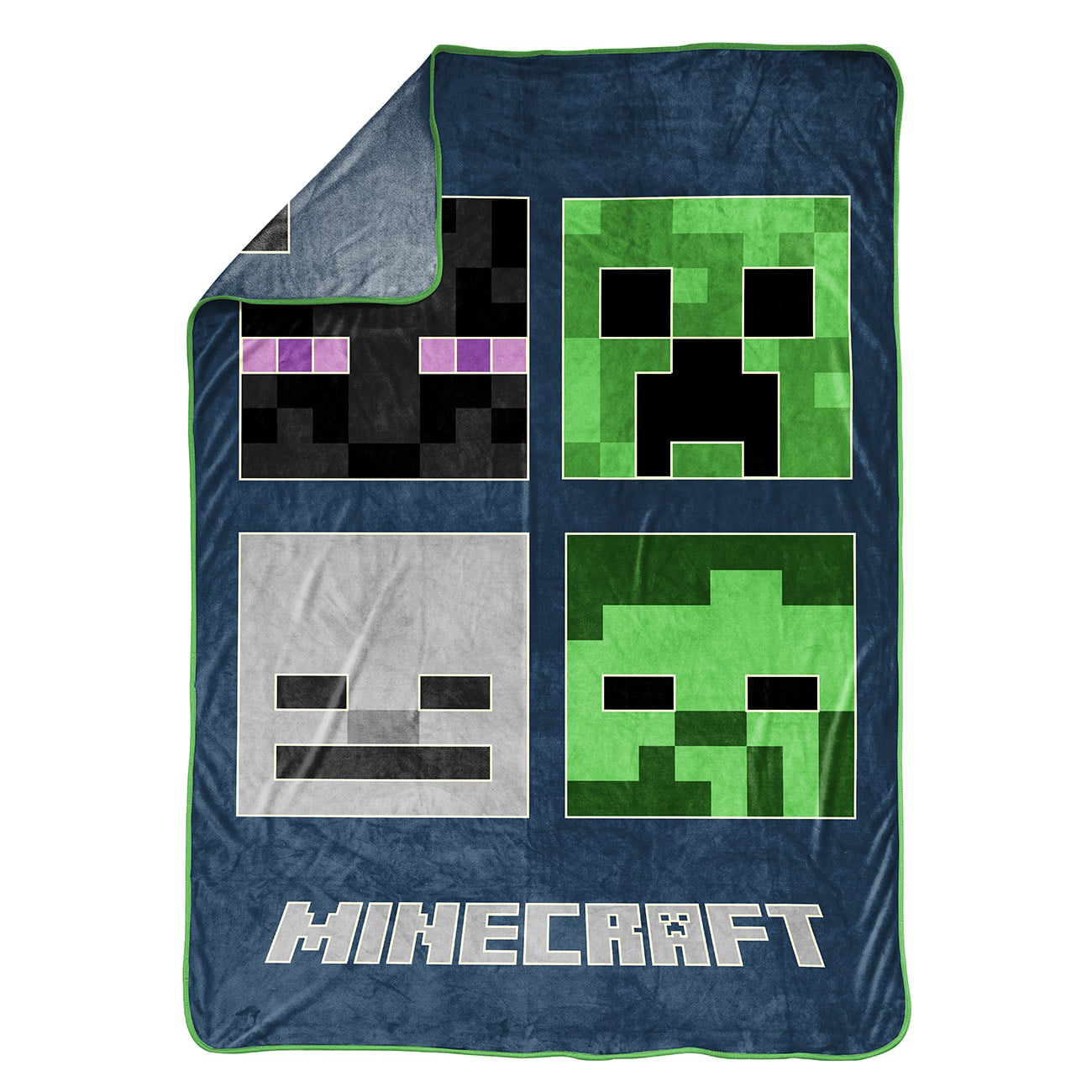 Minecraft Bad Mobs Club Glow In The Dark Kids Blanket， 62 x 90， Microfiber， Blue， Mojang， Gaming Bedding