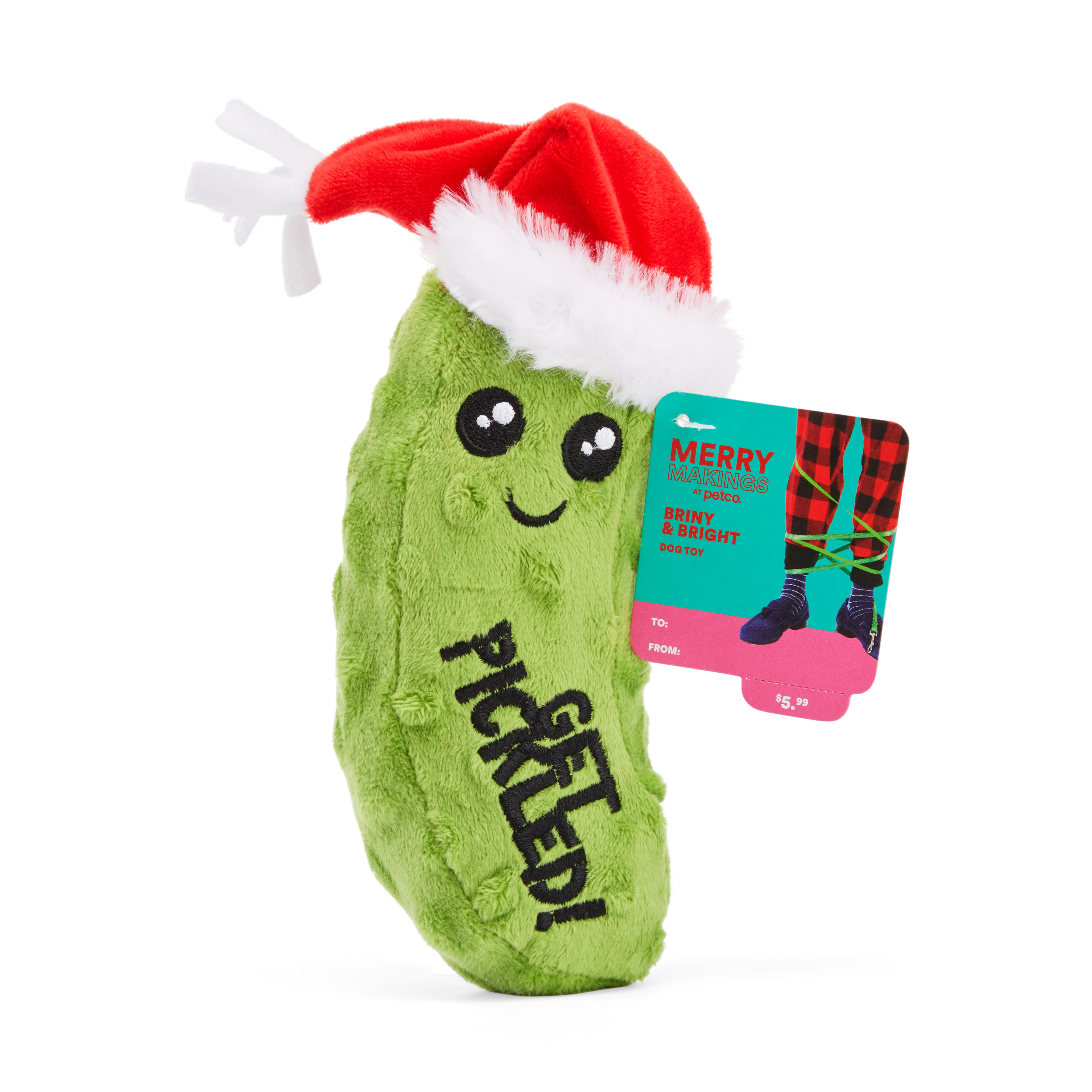 More and Merrier Plush Pickle-D Dog Toy， Small