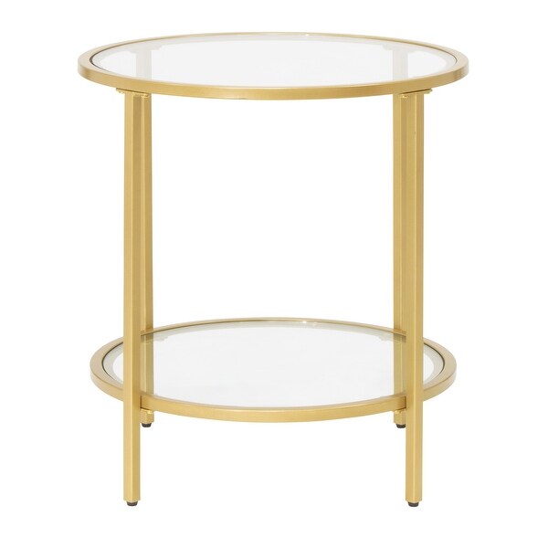 Carbon Loft Heimlich Round Glass Side Table with Metal Frame