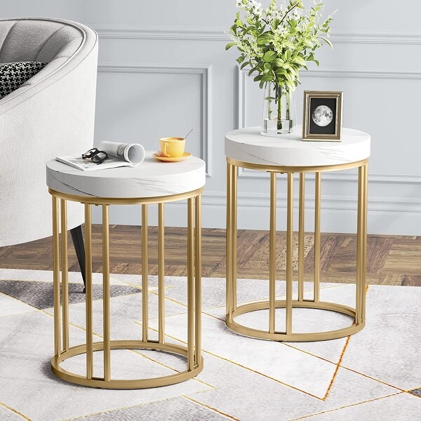 Side Table Modern Nightstand Round Side End Accent Table Bedside Table