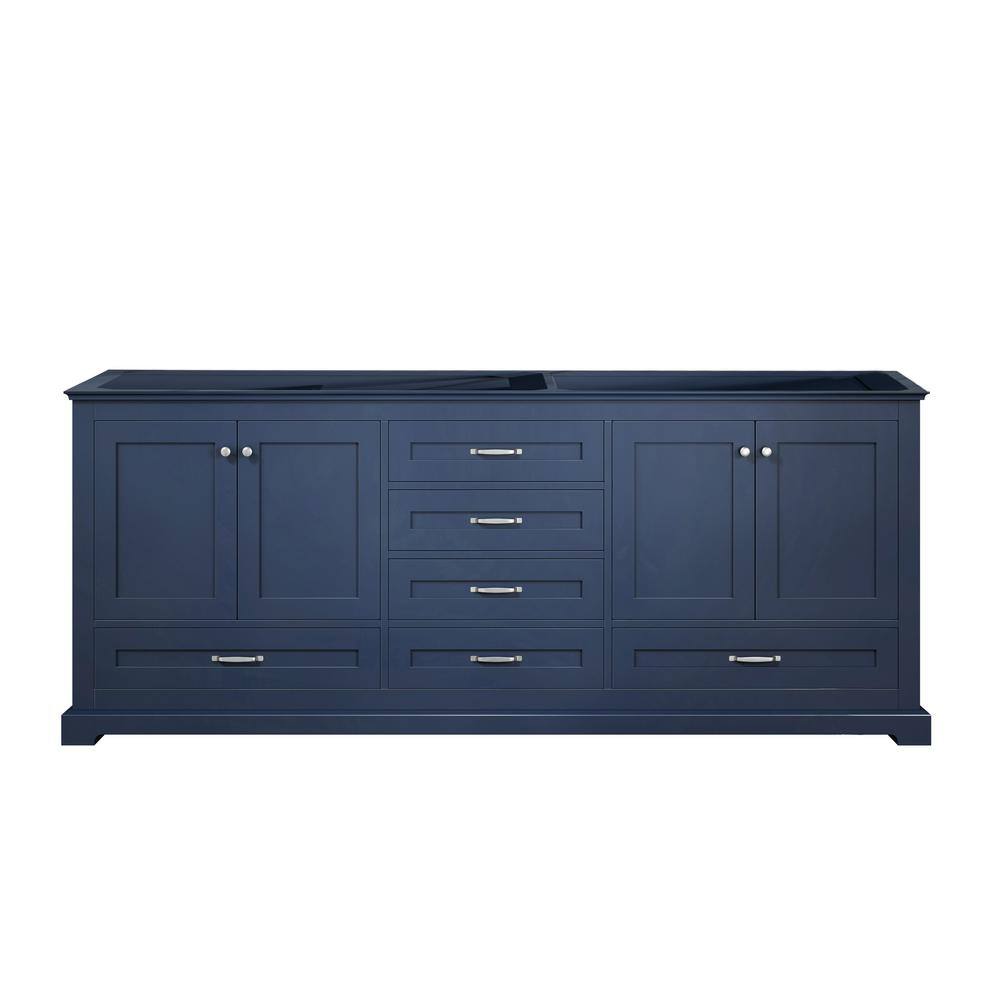 Lexora Dukes 80 in. W x 22 in. D Navy Blue Double Bath Vanity without Top LD342280DE00000