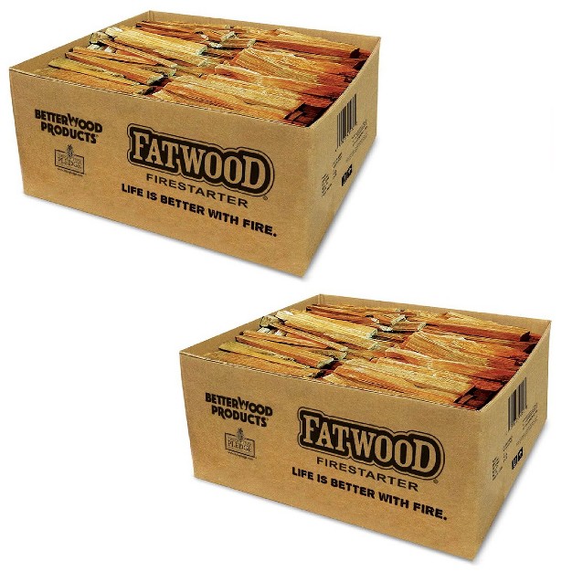 Betterwood Natural Hand Split Fatwood 35 Pound Firestarter 2 Pack Campfire Bbq Or Pellet Stove Non toxic And Water Resistant