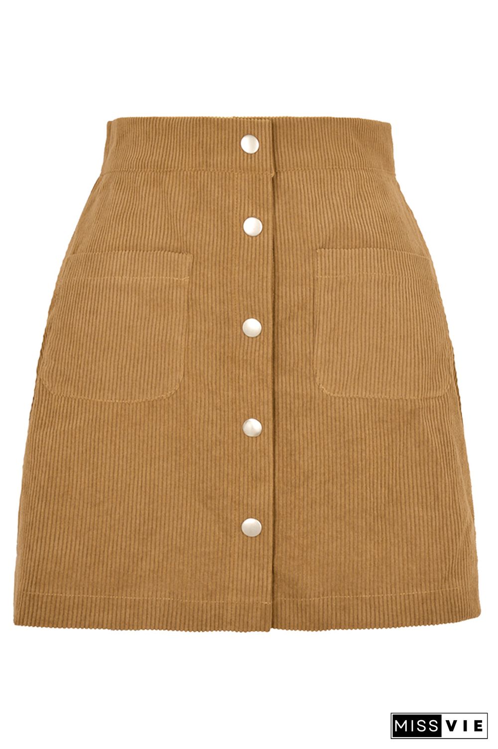 Corduroy Button Pockets Skirt Dress