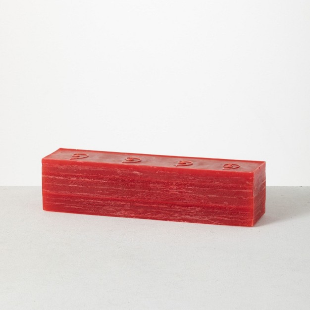 Layered Brick Candle Red scentless Clean burning Environmental Friendly