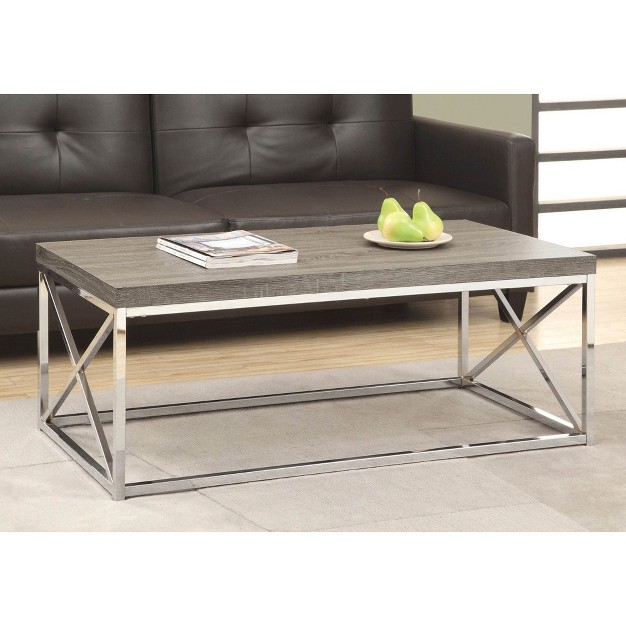 Monarch Dark Taupe Wood look Finish Chrome Metal Contemporary Style Coffee Table