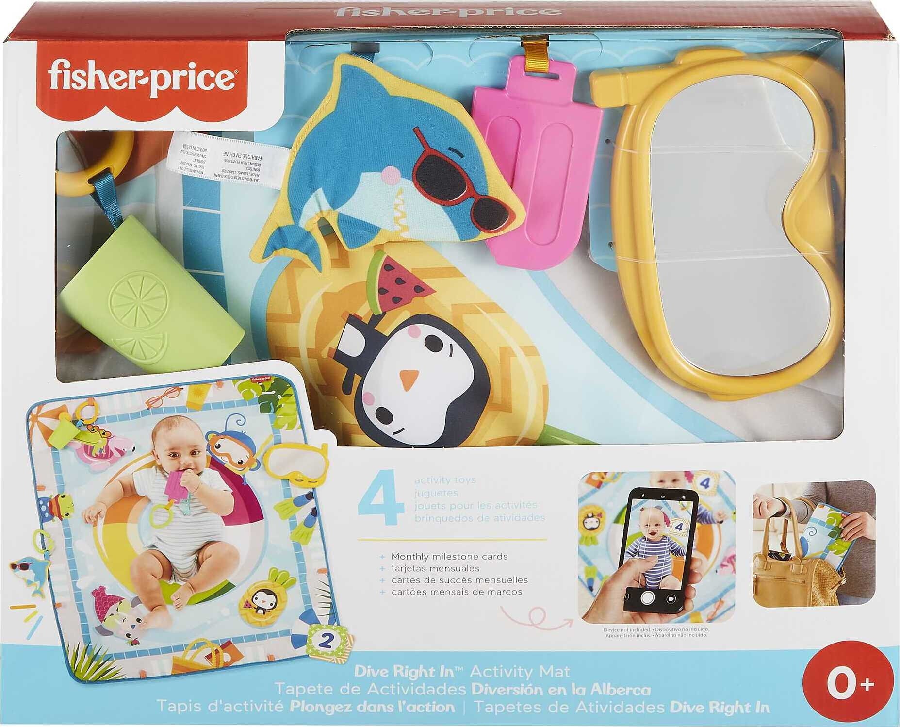 Fisher-Price Dive Right In Activity Mat， Baby Playmat With Toys