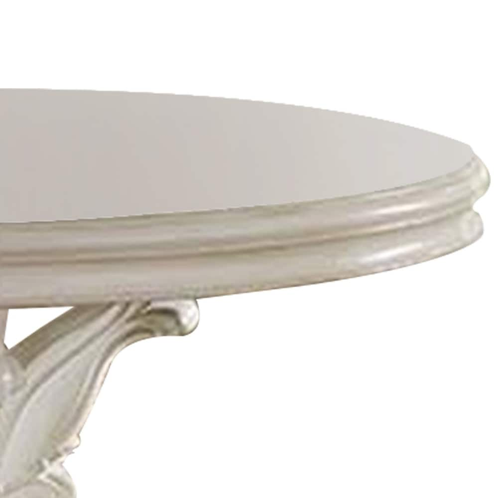 Clover 60 Inch Round Wood Dining Table  Single Pedestal Base  Bone White