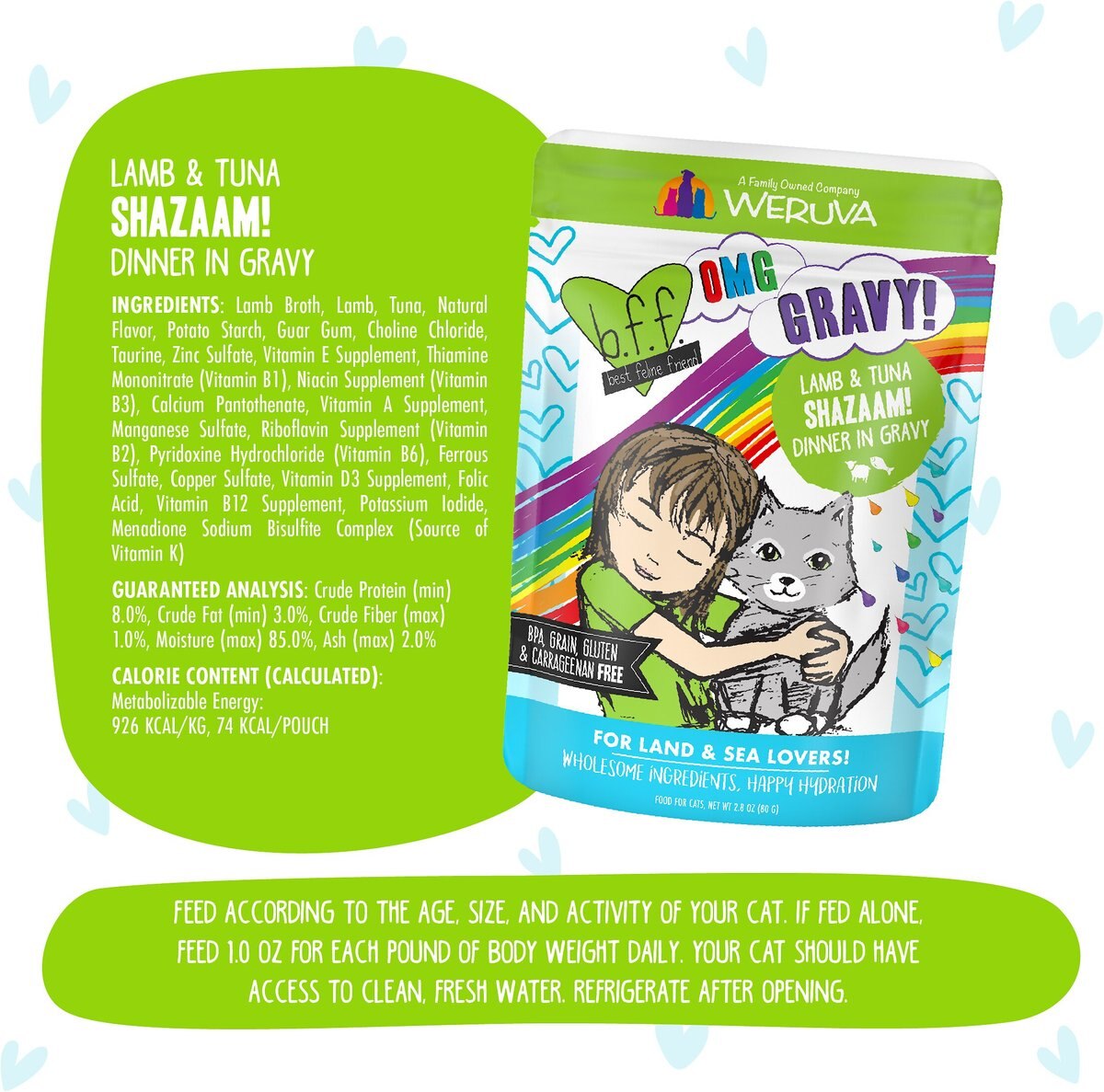 BFF OMG Shazaam! Lamb and Tuna Dinner in Gravy Grain-Free Cat Food Pouches