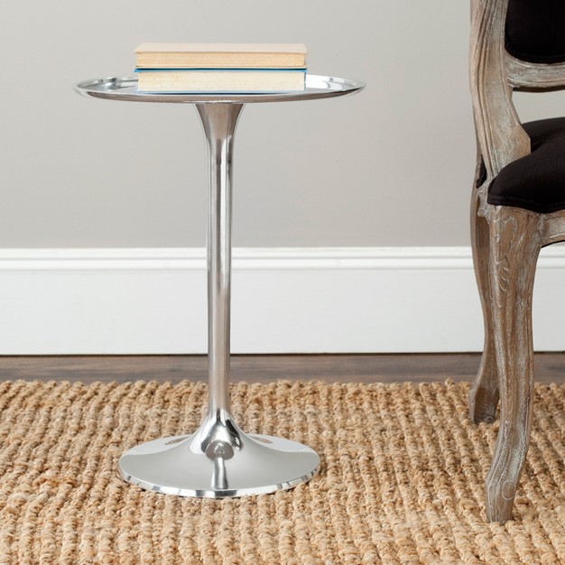 Platina Round Top Sleek Table Silver Safavieh