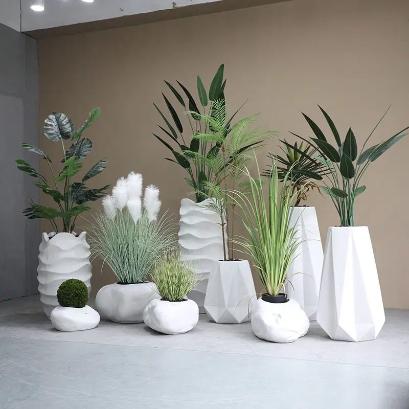 White vase green plants beautiful  artificial landscaping  garden sets  home decor  indoor  plants   artificial plant