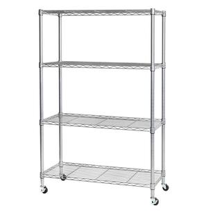 Seville Classics Silver 4-Tier Heavy Duty Steel Wire Garage Storage Shelving Unit (36 in. W x 56.5 in. H x 14 in. D) SHE15385B