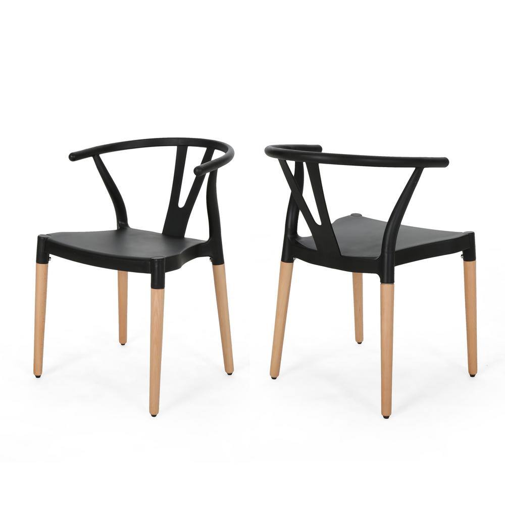 Mountfair Black and Natural Wood Dining Chair (Set of 2) 65751