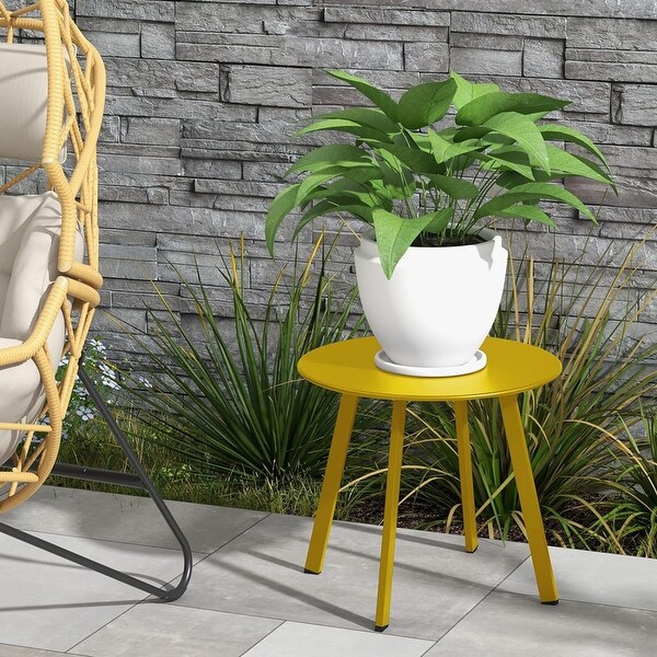 Grand patio Outdoor Side Table Round End Table with Square Feet Small Accent Table Great for Patio Balcony