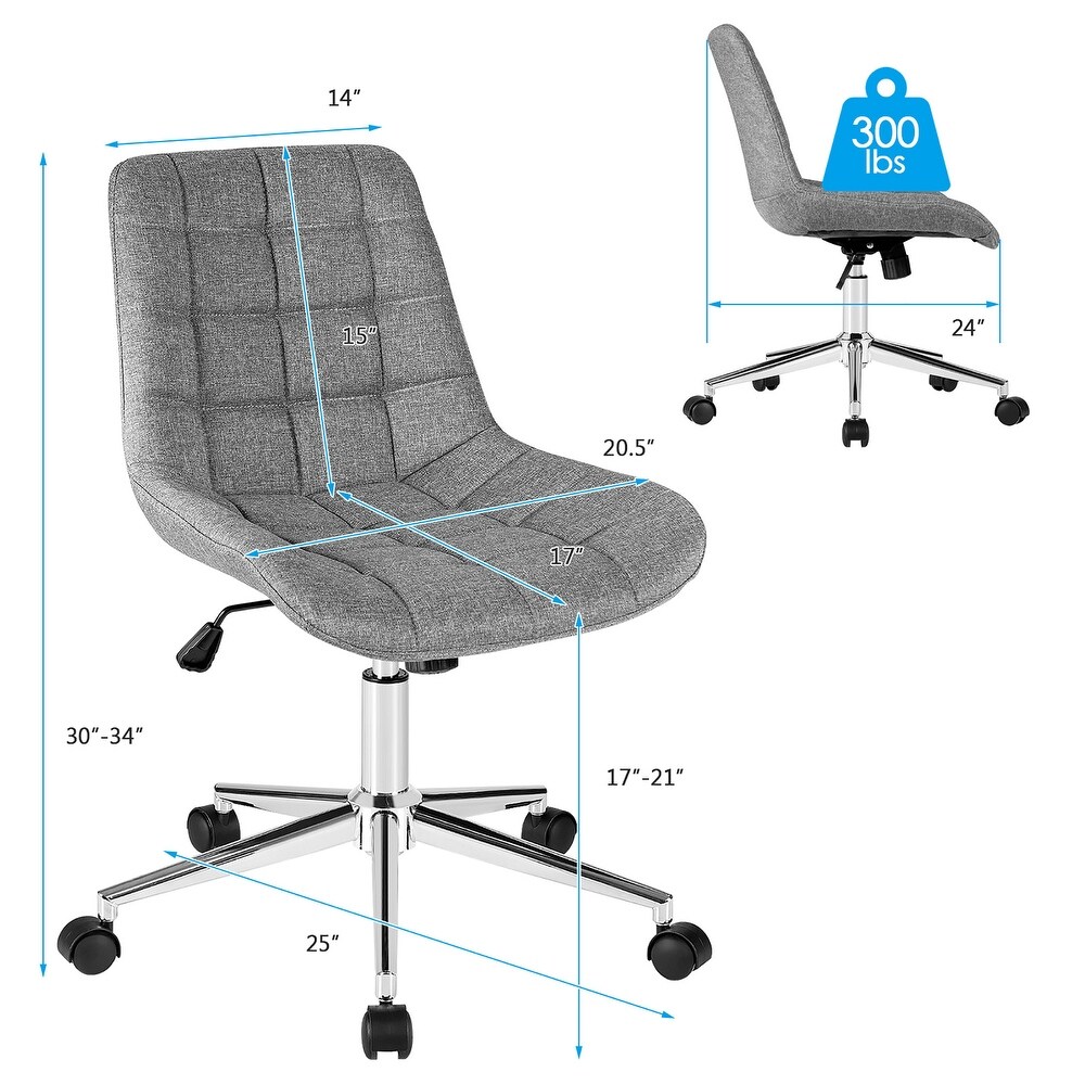 Costway Mid Back Armless Office Chair Adjustable Swivel Fabric Task