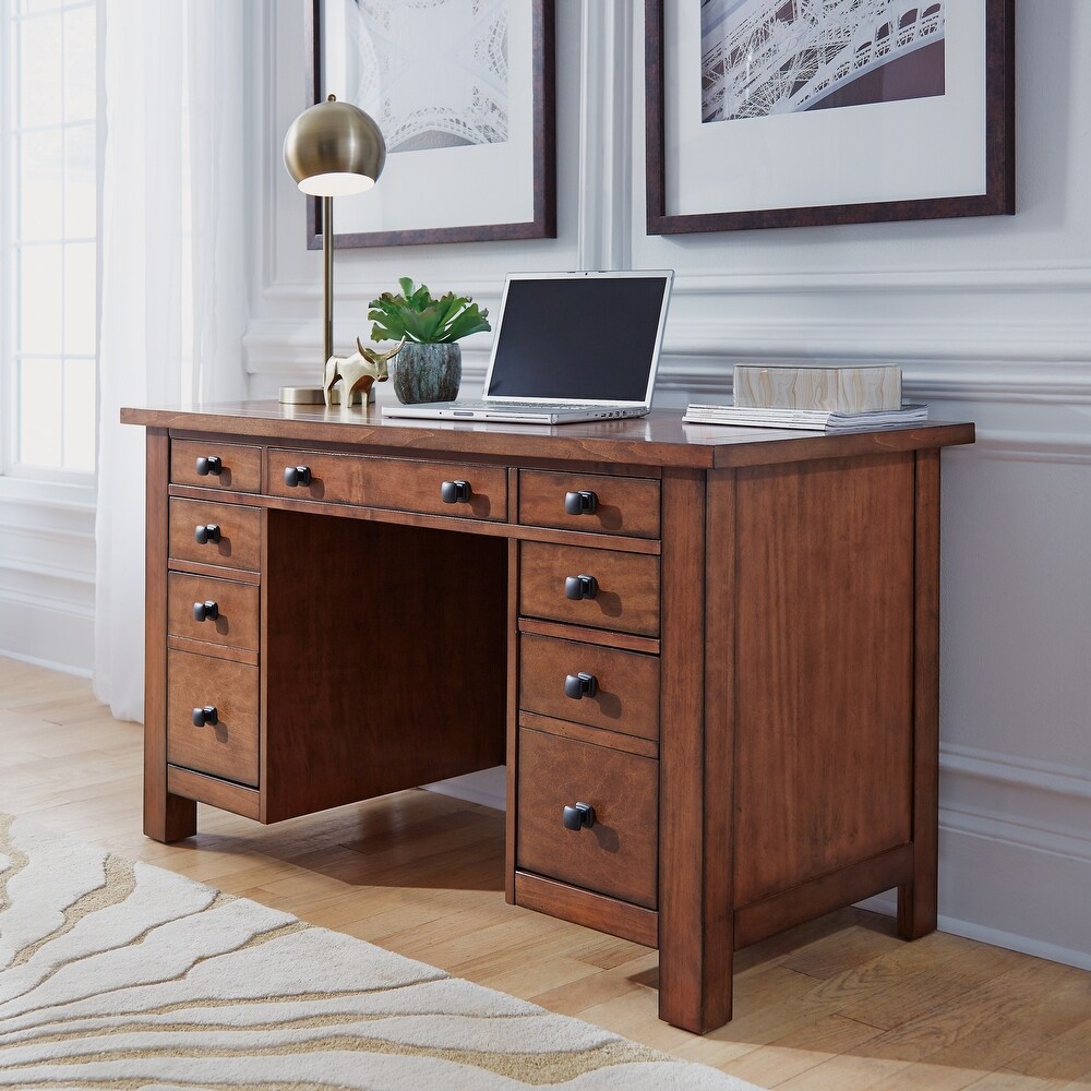 Tahoe Aged Maple Executive Pedestal Desk