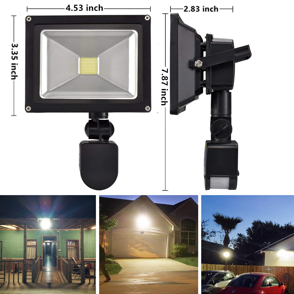 DingLiLighting 10W LED Security Motion Sensor Outdoor Light， Weatherproof Wide Coverage LED Security Lights， Ultra Bright 6000K Motion Detector Flood Light for Garden， Yard， Porch， Black， Plug in