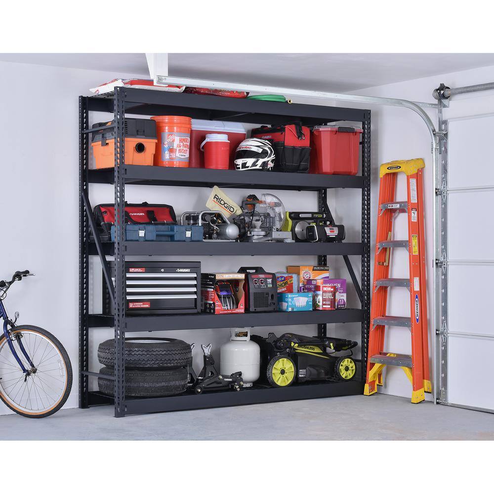 Husky 5-Tier Industrial Duty Steel Freestanding Garage Storage Shelving Unit in Black (90 in. W x 90 in. H x 24 in. D) N2W902490W5B