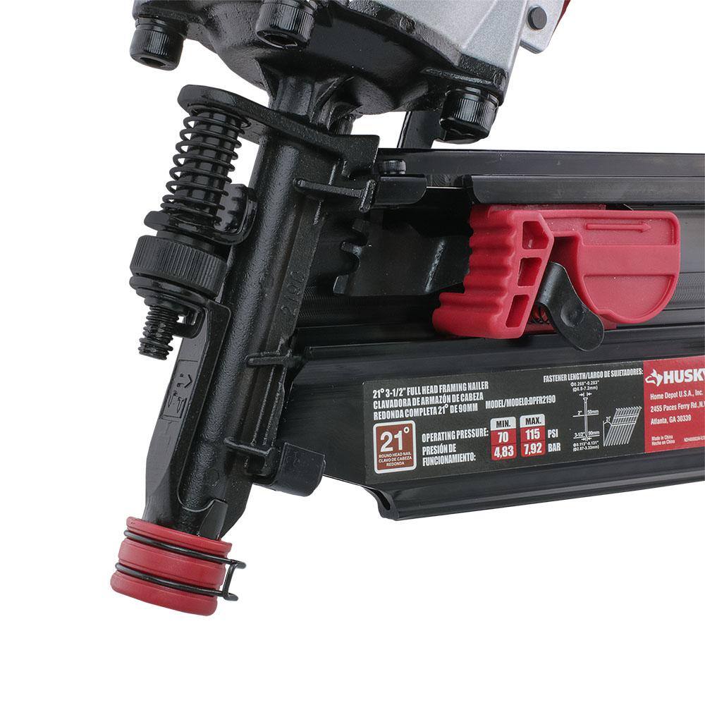 Husky Pneumatic 21-Degree 3-12 in. Full Round Head Framing Nailer DPFR2190