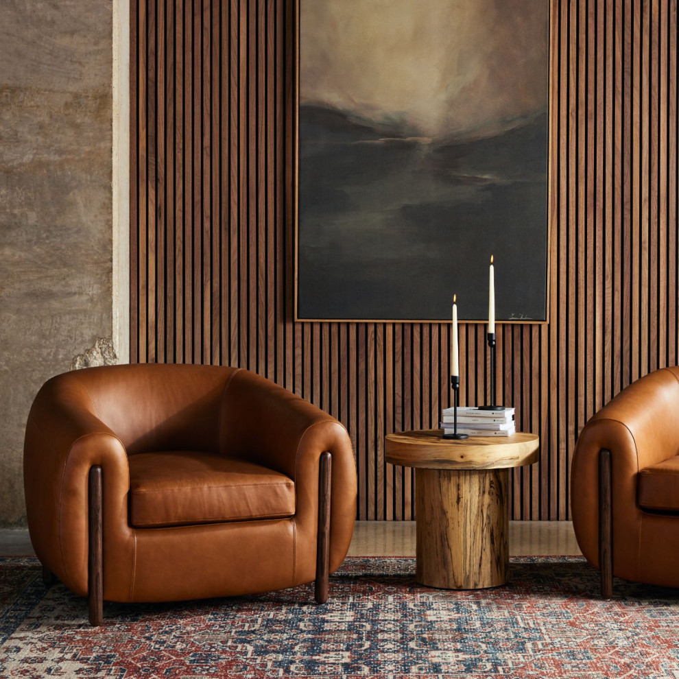 Lyla Valencia Camel Leather Chair   Midcentury   Armchairs And Accent Chairs   by Zin Home  Houzz