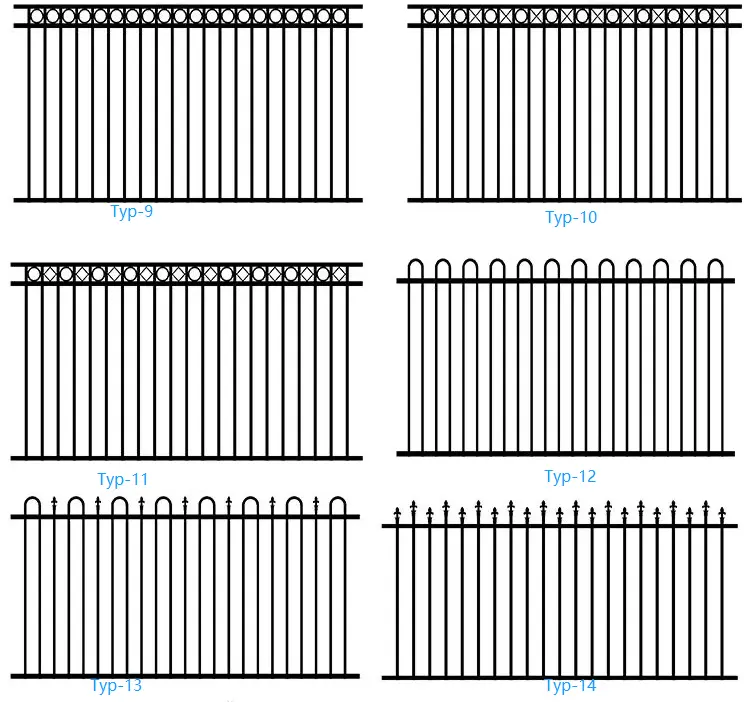 Design Easily Assembled Wrought Iron Weathering Steel Fence Steel Picket Steel Fence Garden Fence