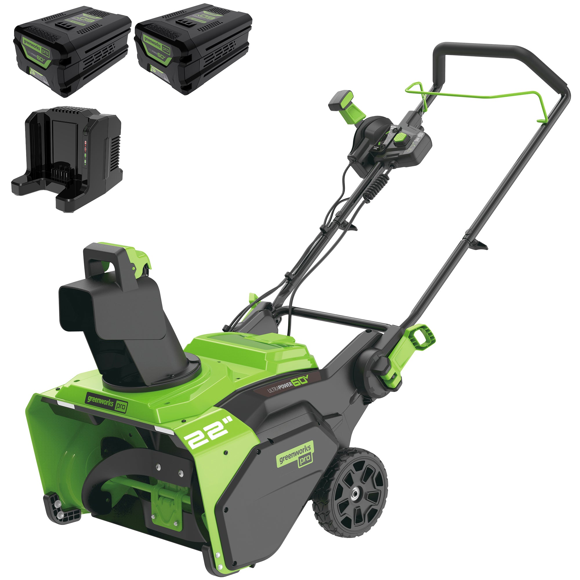 60V 22'' Snow Blower， Batteries，  Chargers | Greenworks Tools