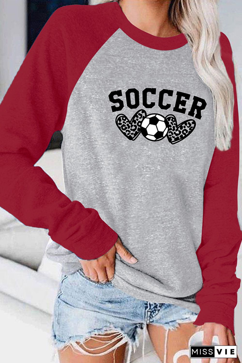 Soccer, Leopard Heart Graphic Tee Wholesale