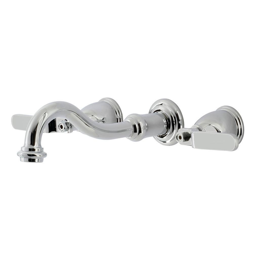 Kingston Brass Whitaker 2-Handle Wall Mount Tub Faucet in Polished Chrome (Valve Included) HKS3021KL