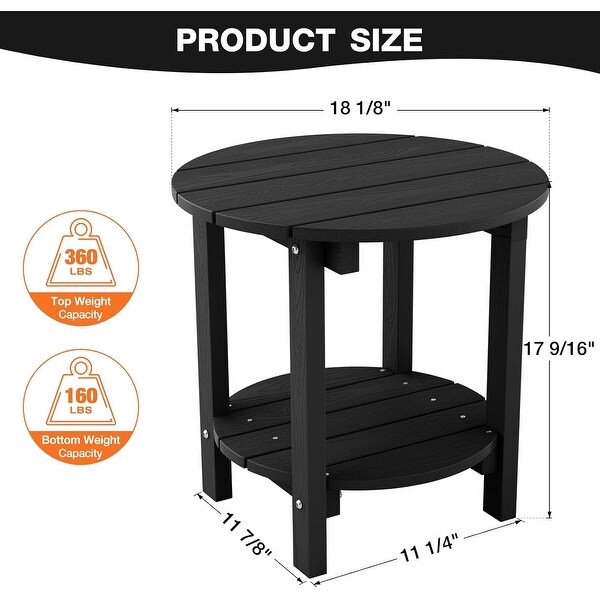 WINSOON All Weather HIPS Outdoor Side Table，Round Table