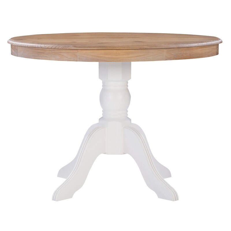 Josie Two tone Round Solid Wood Pedestal Table