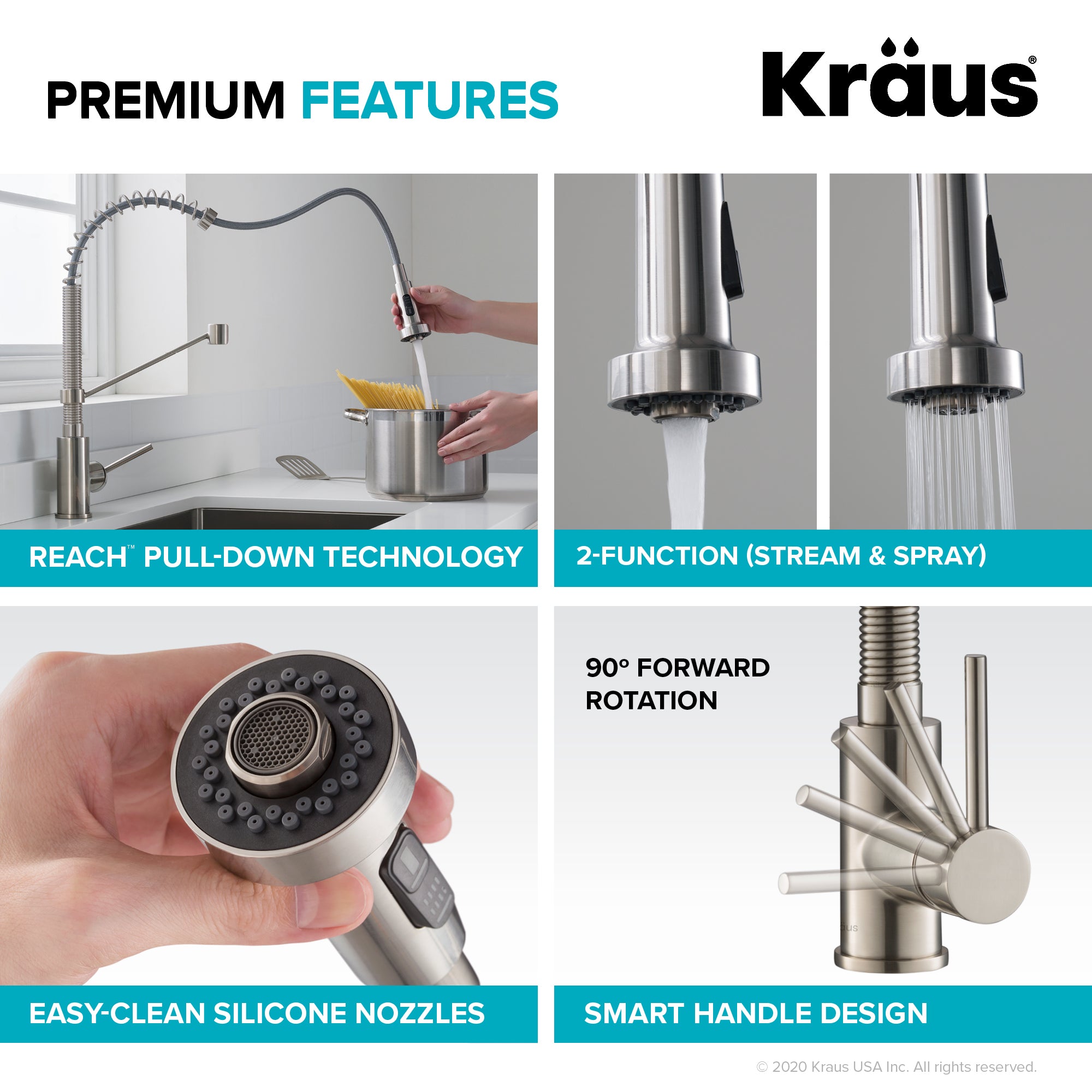 KRAUS Bolden Commercial Style Pull-Down Kitchen Faucet and Purita Water Filter Faucet Combo in Matte Black