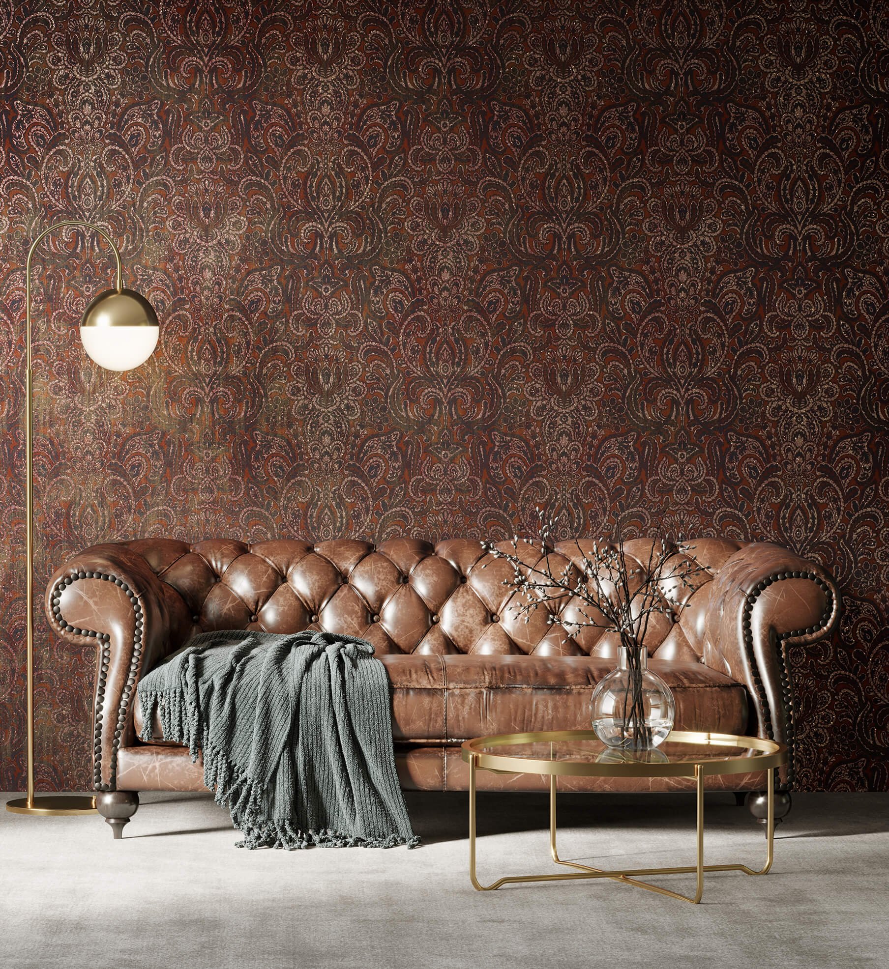 Aphrodite Ruby Red Wallpaper from the Adonea Collection