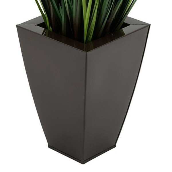 Faux PVC Grass in Tapered Square Zinc Planter