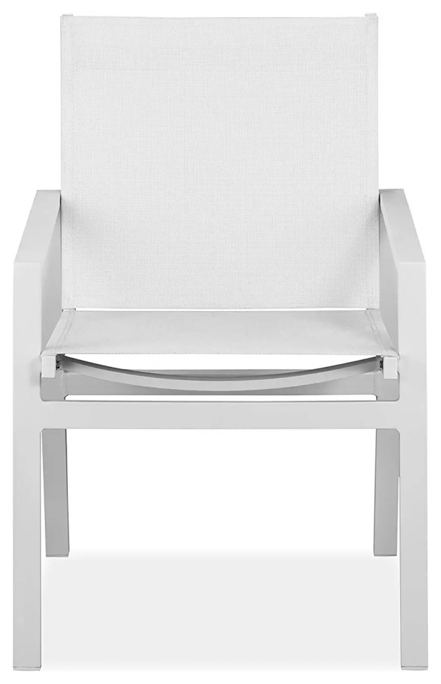 Set of 2 Outdoor Dining Chair  Aluminum Frame With Breathable Mesh Seat  White   Contemporary   Outdoor Dining Chairs   by Decor Love  Houzz