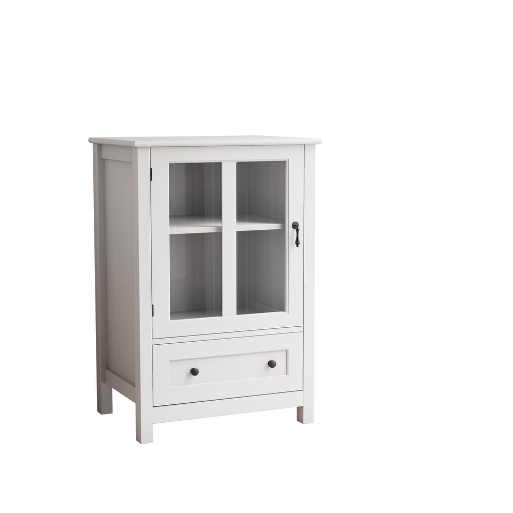 Buffet Storage Cabinet with Single Glass Doors and Unique Bell Handle   N/A