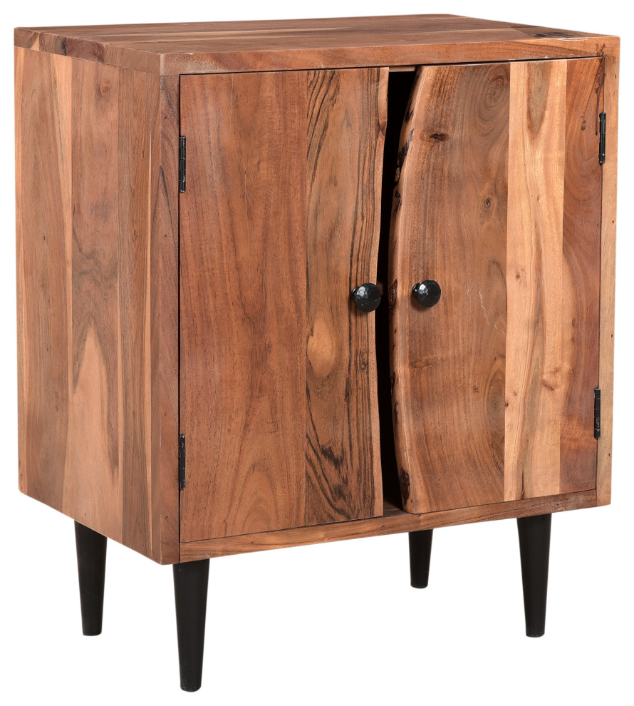 Stafford Live Edge Accent Cabinet  Light Walnut   Midcentury   Accent Chests And Cabinets   by Taran Design  Houzz