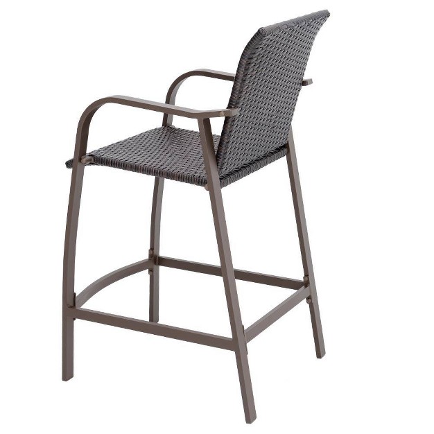 2pc Outdoor Counter Height Wicker Bar Stools Brown Crestlive Products