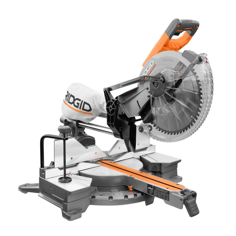 RIDGID 15 Amp Corded 12 in. Dual Bevel Sliding Miter Saw with 70 Deg. Miter Capacity and LED Cut Line Indicator R4222